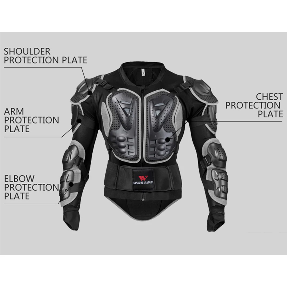 WOSAWE Motorcycle Armor Jacket Body Protection Motorcycle Turtle Racing Moto Cross Back Support Arm Protector