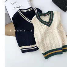 Tong домашняя одежда для мальчиков; От 1 до 3 лет; осенняя одежда для малышей; вязаный жилет для детей в английском стиле; льняной свитер с цветочным принтом