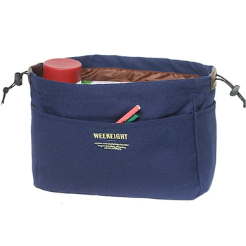 

Women Canvas Makeup Bag Organizer Insert Gift Portable Fashion Practical Travel With Compartments Home Adjustable Drawstring