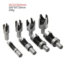 Jeu de forets à liège en acier au carbone, 8 pièces 6/10/13/16mm manche 10mm coupe du bois adapté aux outils de perçage du bois 