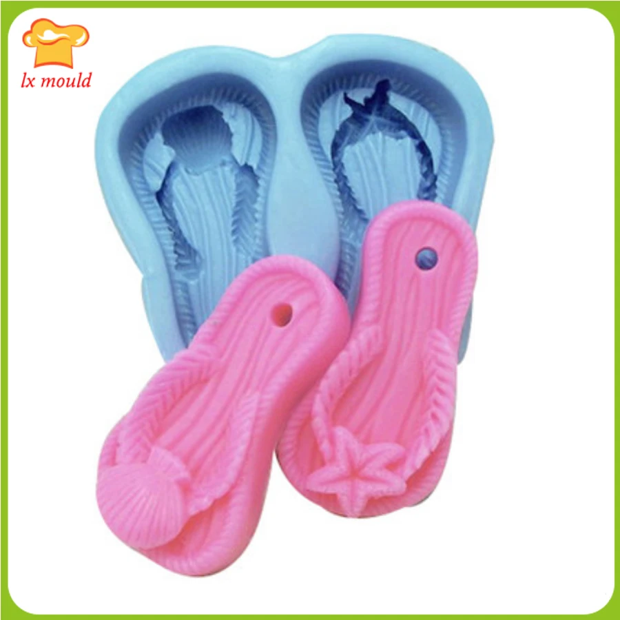 

a pair of slipper shoe silicone mold for soap candle resin clay