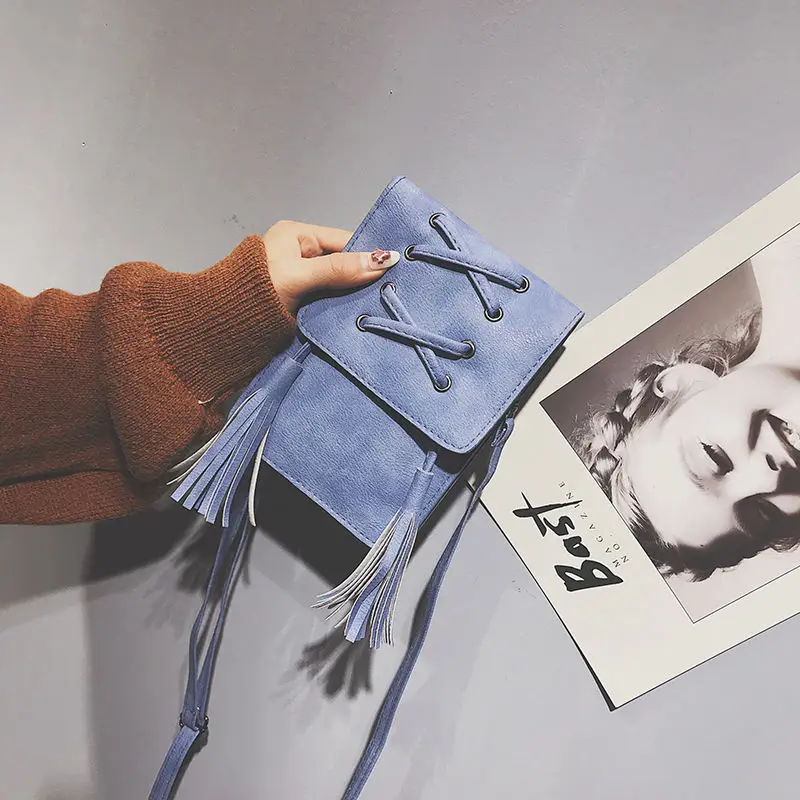 Mini Messenger Bag Cross Strap Tassel Vertical Bag Cover Mobile Phone Zero Wallet Fashion Versatile Single Shoulder Bag Women's