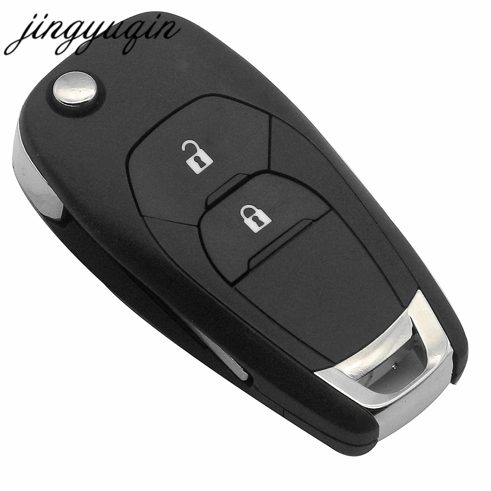

jingyuqing Folding Modified Smart Remote Key Fob For Chevrolet Cruze Malibu Chevy 2 Button Uncut Blade Key Case Replacement