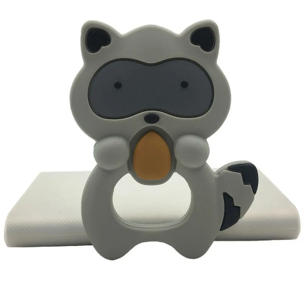 Baby Silicone Teethers Food Grade Silicone Cartoon Small Raccoon Teether DIY Teething Toys For Teeth Infant Baby Teethers