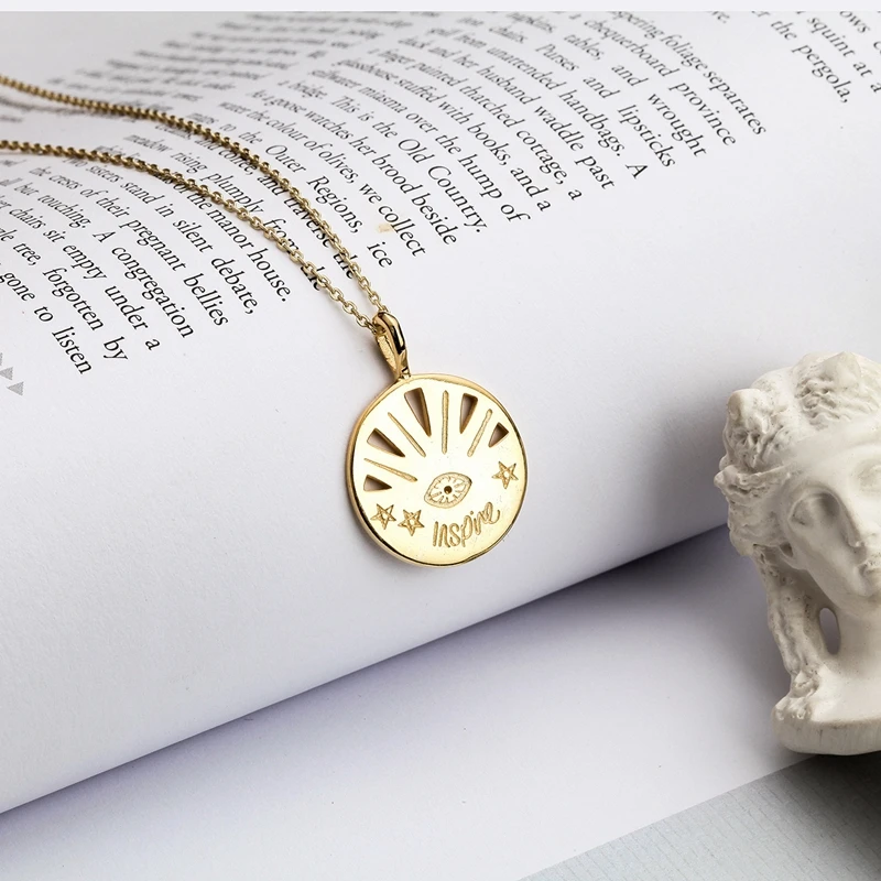 Silvology позолоченное ожерелье с подвеской в виде глаза для женщин, 925 пробы серебряное круглое западное креативное женское ожерелье, модное ювелирное изделие - Цвет камня: Gold