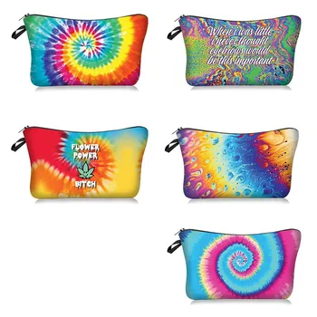 

3D Printed Cosmetic Bag Colorful Floral Print Makeup Bag Portable Multipurpose Storage Necessity Bag for Women