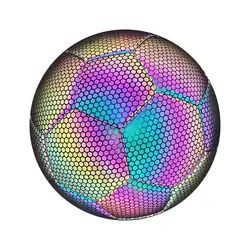 Holographic Glowing Reflective Soccer Ball Size 5 And Size 4 - Camera Flash Light Up Toy Wear-resistant Luminous Football Glowin