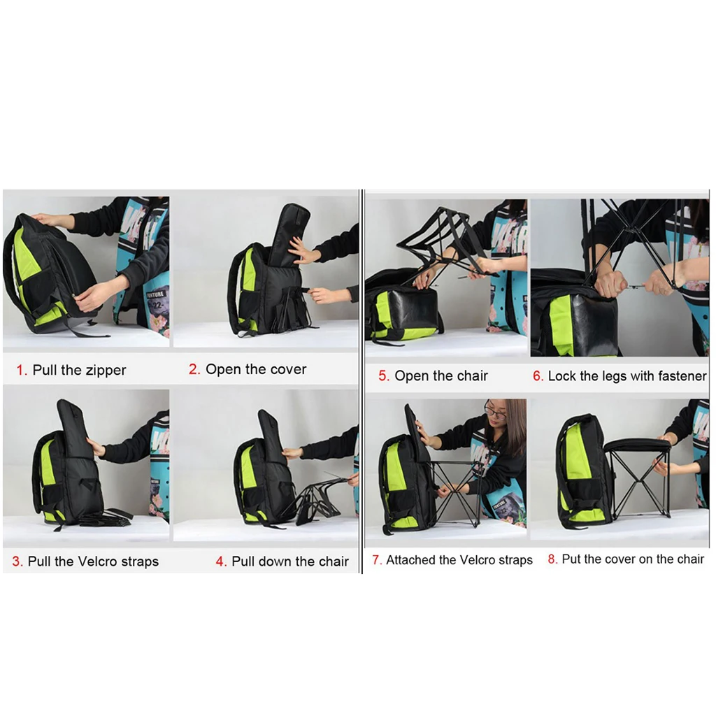 47L Lightweight Outdoor Travel Backpack with Back Built-in Folding Chair Travel Rucksack Outdoor Sports Climbing Bag