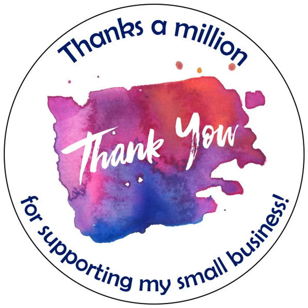 Grazie Etichette Aziendali, Etichette Aziendali Campione Rosa E Blu, Personalizza Adesivi Per Social Media, Ordina Etichette Per Pacchetti