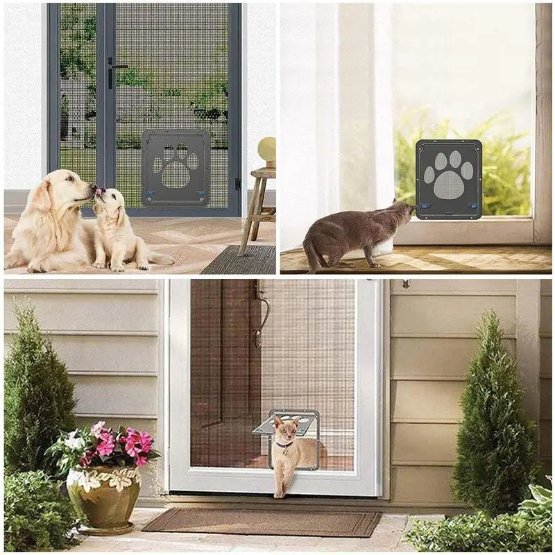 1PCS Pet Screen Door Dog Footprint Pattern Pet Cat Door Window Screen Doggie Flap Safe Pet Supplies