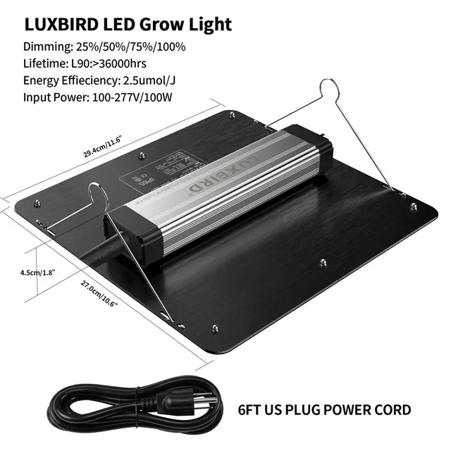 Luxbird Led Grow Light Lb1000 Us Plug 100W Teljes Spektrum Hőeloszlás Dimmable Növények Termesztési Lámpa 2,5X2,5 Láb Lefedettség Sátor - Image 3