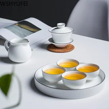 Стильный элегантный черный керамический чайный сервиз Кунг-фу чайный горшок для путешествий удобный чайный сервиз офисная Бытовая Питьевая утварь WSHYUFEI