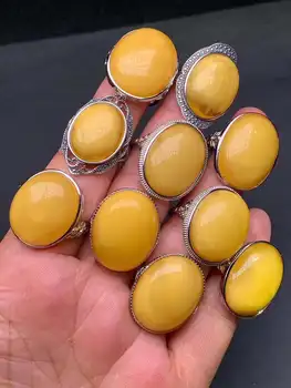 

Natural amber with 925 sterling silver rings natural amber rings 925 ring women men gold ring add certificate 10pieces/lot