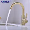 Solid Brass Black Bathroom Basin Faucet Cold And Hot Water Mixer Sink Tap Single Handle Brushed Gold Taps with Pop Up Drain ► Photo 3/6