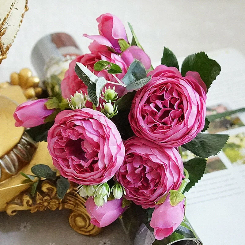 9 голов искусственные цветы букет Свадебная церемония событие вечерние