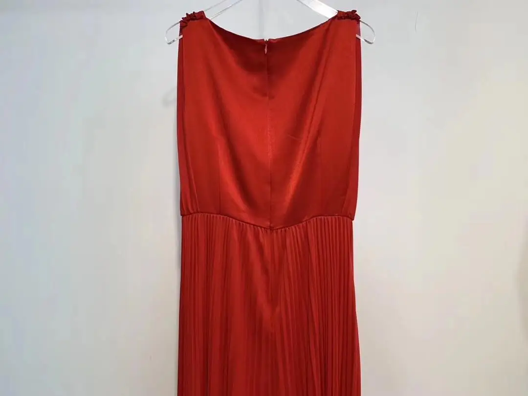 Новое Женское модное плиссированное платье без рукавов с v-образным вырезом 0803