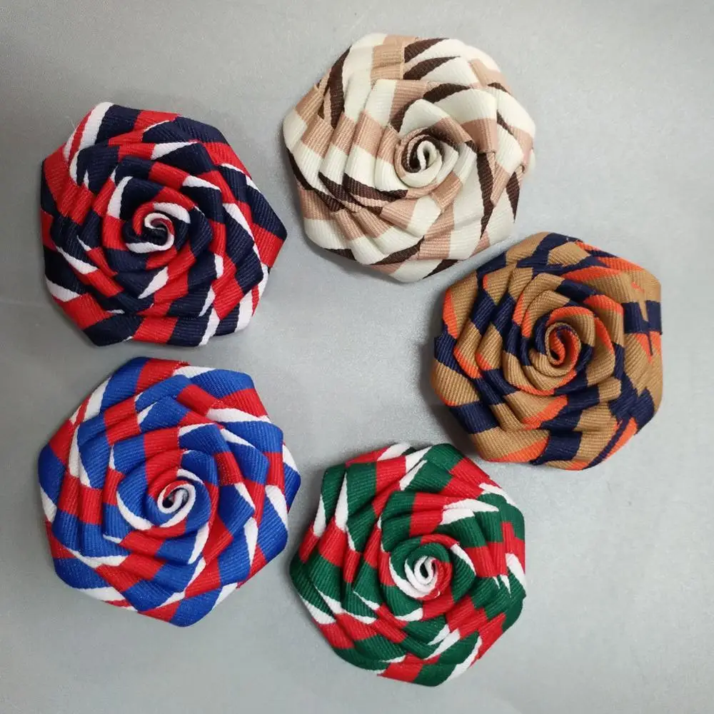 10Pieces/Lot Size 4.5CM Polyester Ribbon Rose Flower Colour Flat Flowers Hand DIY Wedding Bouquet Girl Hair Cloth Accessories | Дом и сад
