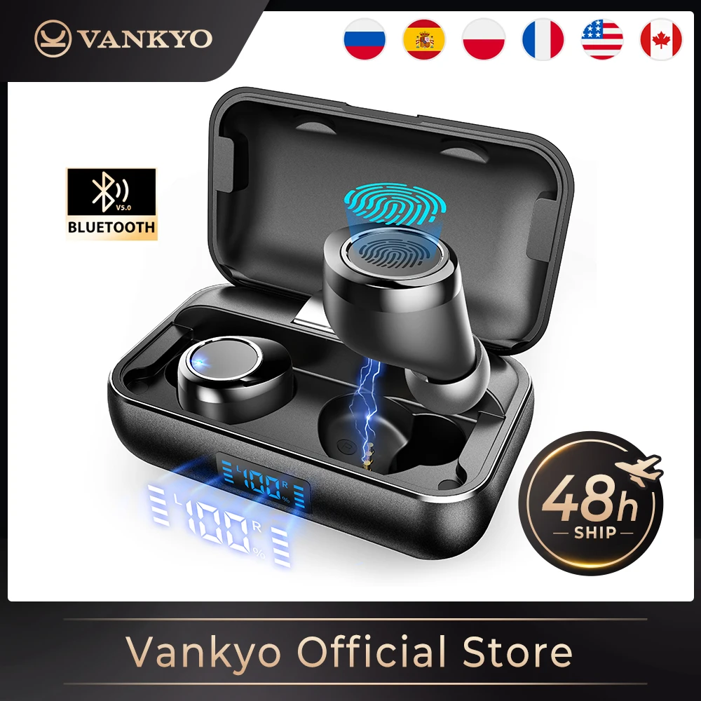 VANKYO XB200MQ Bluetooth 5.0 Earbuds in-Ear TWS Stereo Earphone Built-in Mic 120H Play time Earphone with Smart LED Display IPX8
