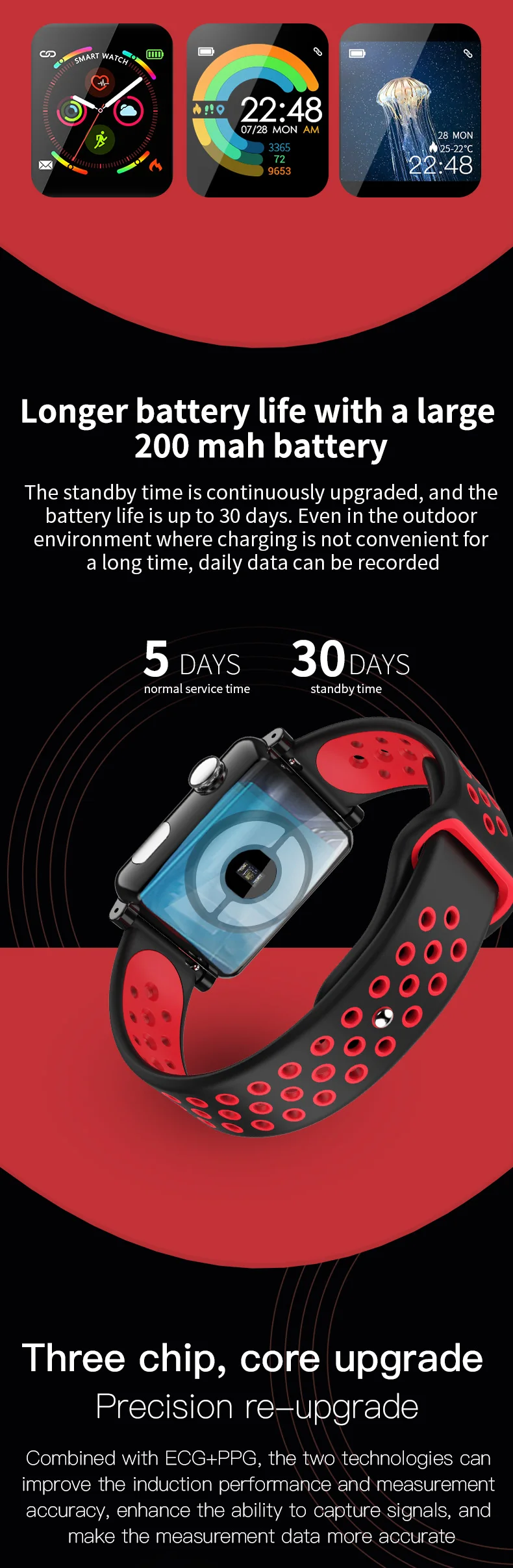 B71 Смарт-часы ЭКГ PPG пульсометр кровяное давление спортивный Шагомер монитор сна Звонок SMS напоминание умные часы водонепроницаемые