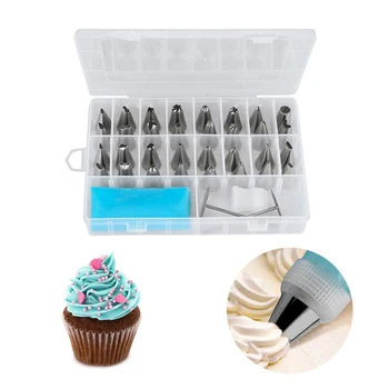 

8 IN 1set Cake Decorating Tool Silicone Icing Piping Cream Pastry Bag 6pcs Stainless Steel Nozzle DIY Kitchen Accessories