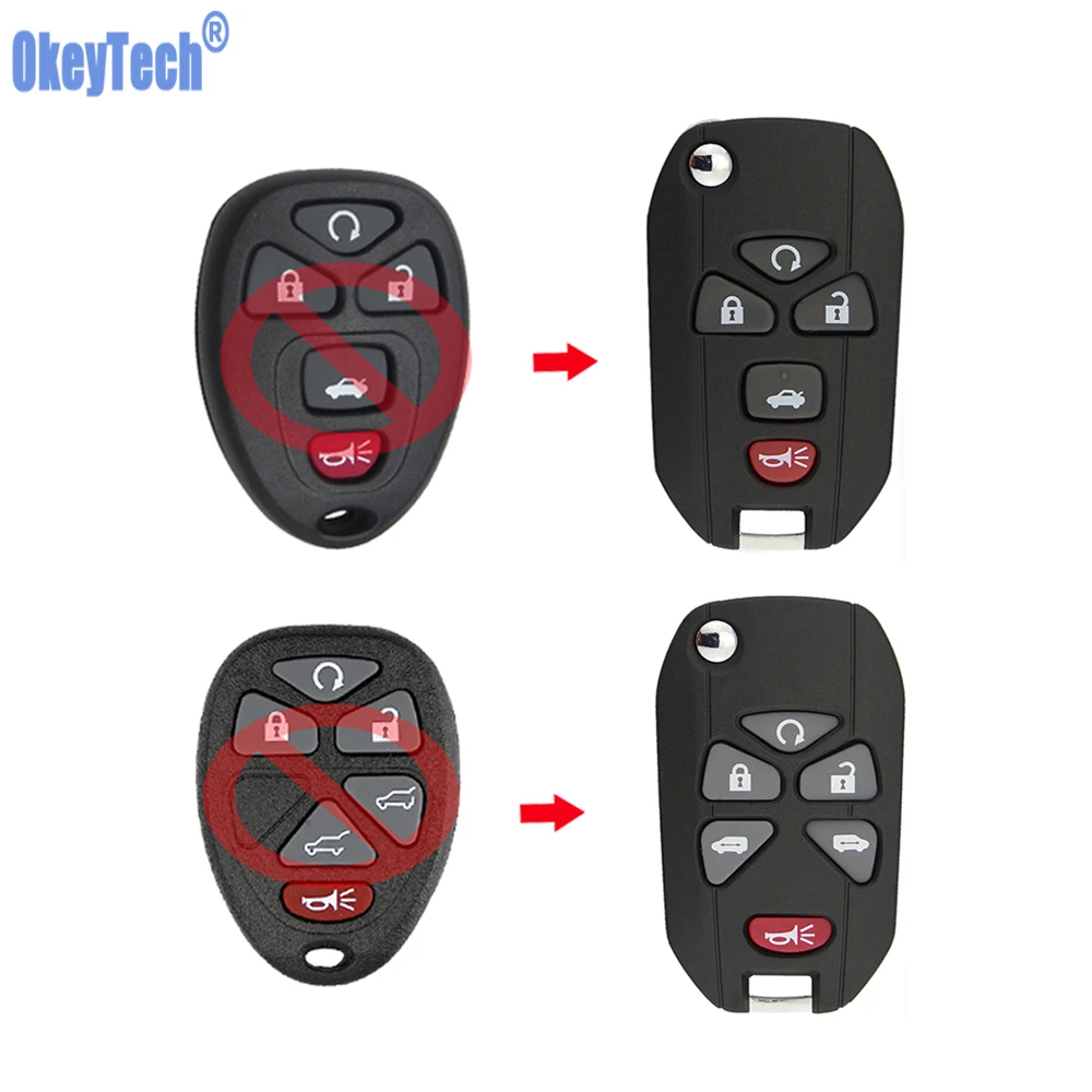 Автомобильный ключ OkeyTech для Buick Chevrolet Cadillac Pontiac Saturn 5 6 кнопок откидная оболочка