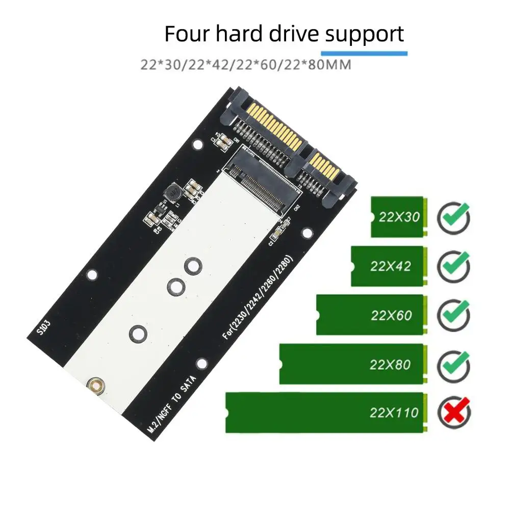 XT-XINTE M.2 NGFF B Ключ SSD SATA 2," 7+ 15 22 контактный разъем конвертер адаптер карты для 2230 2242 2260 2280 M.2 SSD