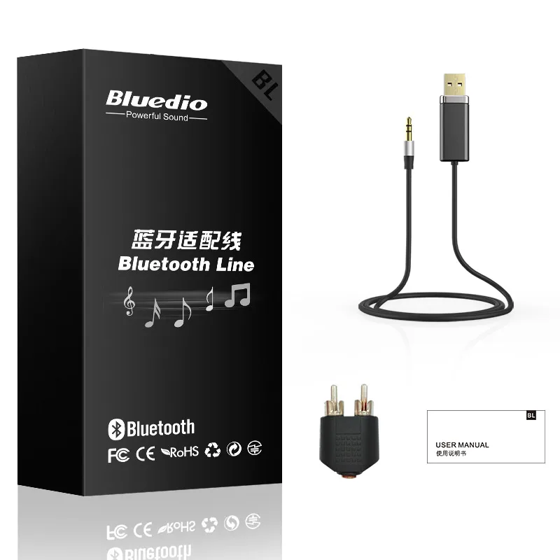 Bluedio BL Bluetooth аудио музыкальный приемник 3,5 мм аудио стерео кабель Bluetooth адаптер для динамиков наушников