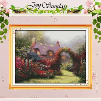 

Garden Cabin Patterns Counted Cross Stitch 11CT 14CT Cross Stitch Set Wholesale Scenery Cross-stitch Kit Embroidery Needlework