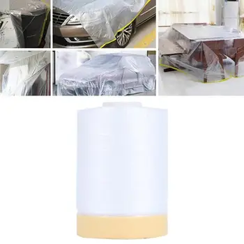 

82 Feet Pre-Taped Masking Film Painting Covering Film Excellent Plastics for Car Auto Care Painter for Bedside Cabinet Safe