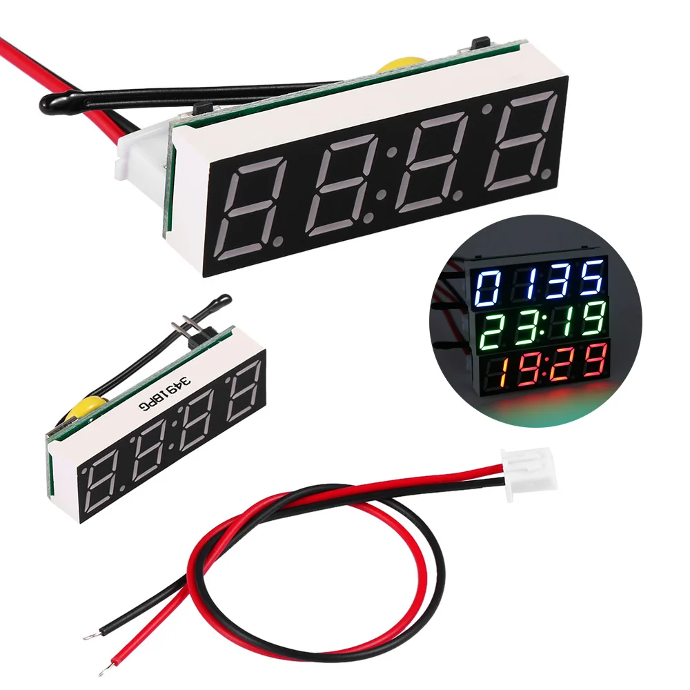 Mini Car Digital 3 IN 1 Clock Thermometer Voltmeter Electronic Interior LED Display Timer Motorcycle Modification car clock car clock thermometer car voltmeter thermometer