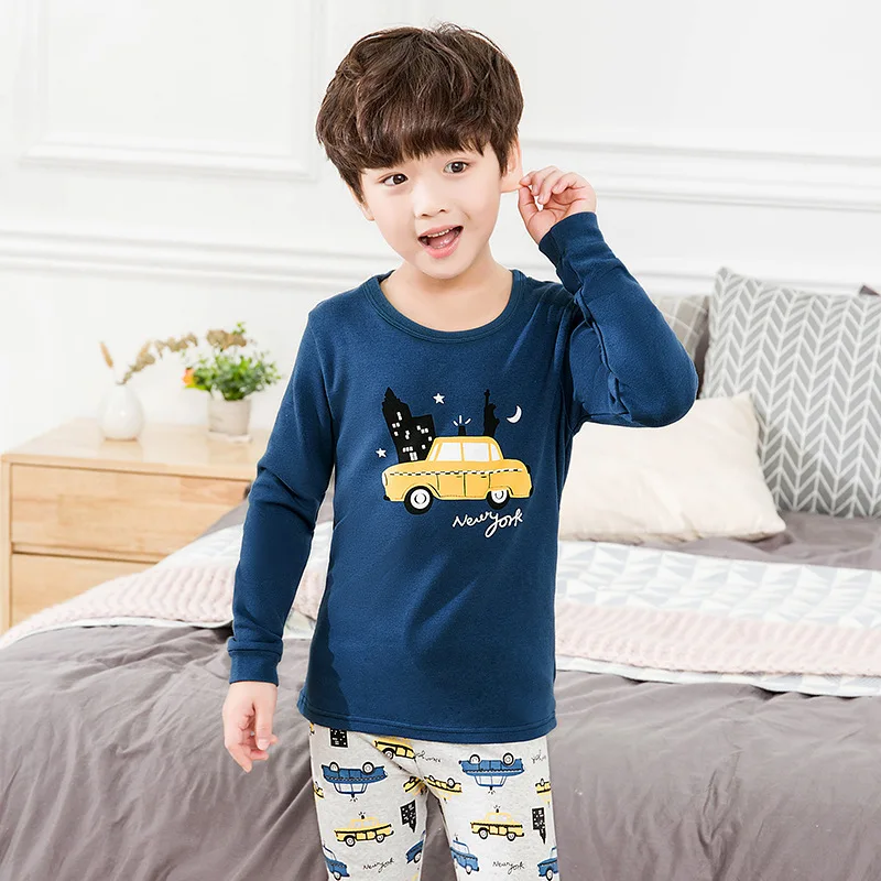 Г., осенне-зимние детские пижамы Хлопковая пижама с длинными рукавами и рисунком для детей пижамы для мальчиков и девочек, комплект одежды для маленьких девочек - Цвет: Y-14