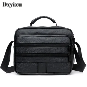 

Genuine Cow Leather Crossbody Bags Men Business Messenger Bag Zipper Design Solid Mens Cross Body Black Shoulder Bag for Man