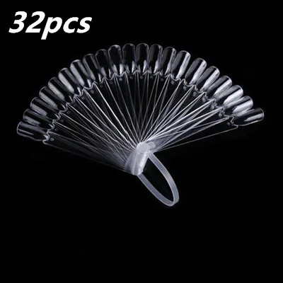 32pcs Clear 32 шт. накладные ногти, накладные лаки для ногтей, цветные карты, акриловая практика, диаграмма, палитра, пряжка, кольцо, практика, инструменты для отображения - Цвет: 32pcs Clear