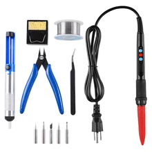 60W Electric Soldering Iron Pen Set, Digtal LCD Adjustable Temperature Control VIA fast heating Welding tools, 5 Soledring Tips
