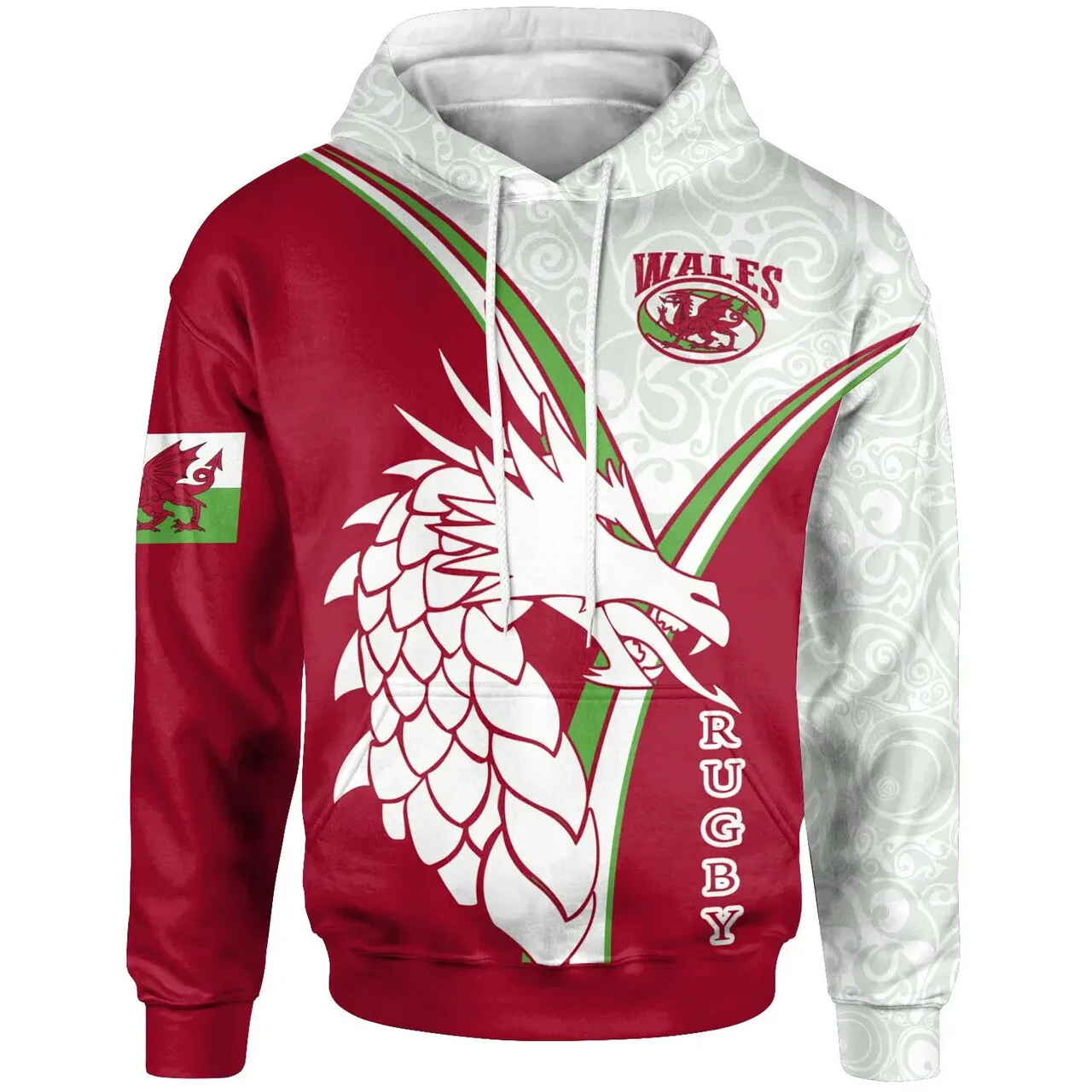 Wales Rugby Hoodie Black Wales Football Hoodie Sweatshirt Flag