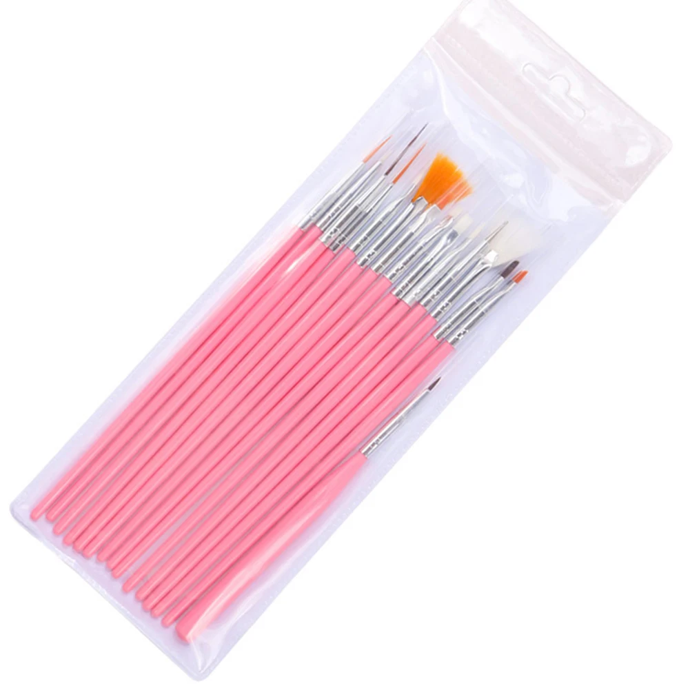 New 15Pcs/Set UV Gel Brush Liner Painting Pen Acrylic Drawing Brush for Nails Gradient Rhinestone Handle Manicure Nail Art Tool