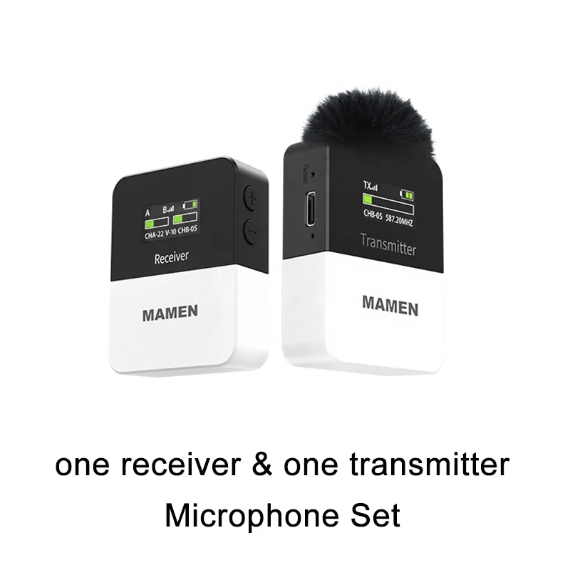 MAMEN Mini UHF Wireless Lavalier Microphone System with 800mAh Battery 50m Pickup for Smartphone DSLR Camera Interview Recording gaming mic Microphones