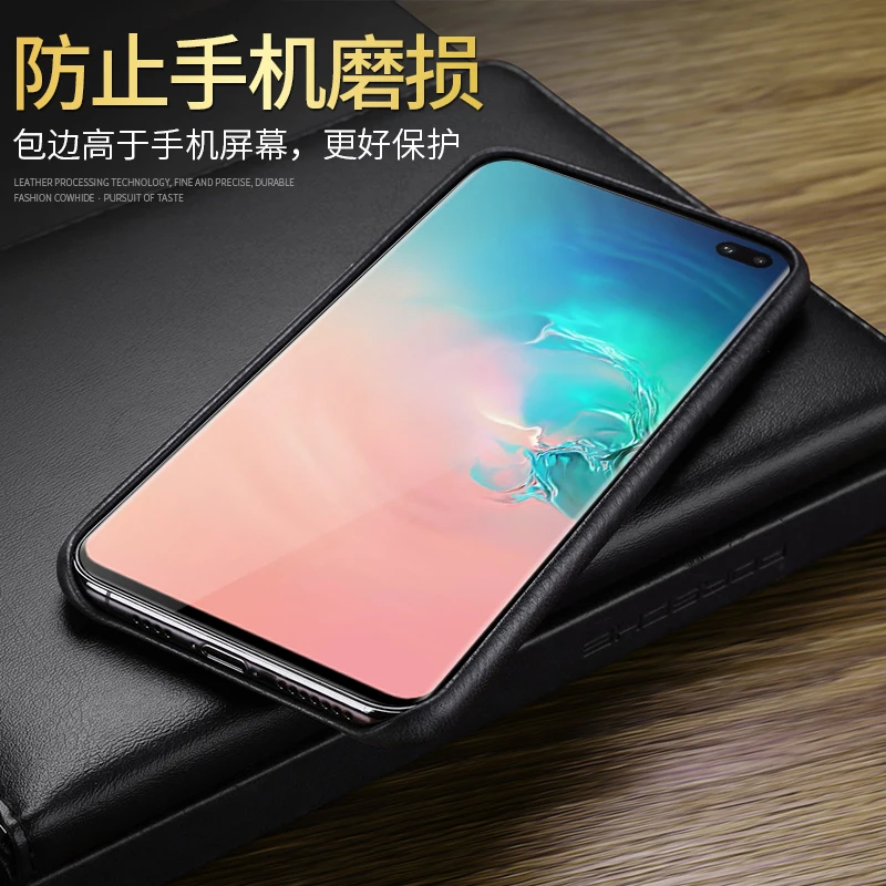 Полный край защиты для samsung Galaxy S10 S10+ Plus S10E Настоящая Натуральная Воловья кожа задняя крышка телефона телячья кожа сумка