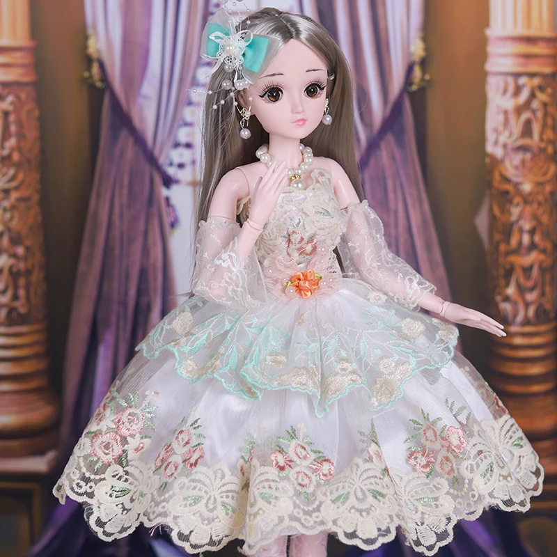 60 см девочка кукла игрушки для детей Мода DIY подвижная шарнирная кукла принцессы с платьем набор игрушка на день рождения макияж детский подарок