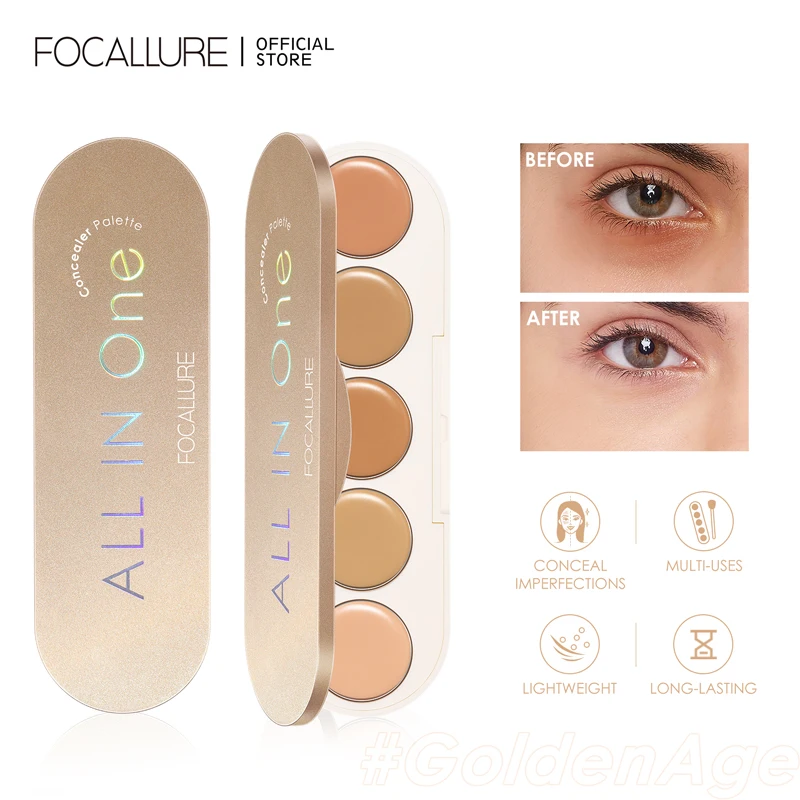 FOCALLURE 5 In 1 Multi Uses Concealer Palette High Coverage Lightweight