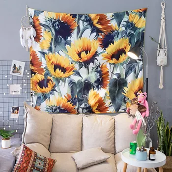 

Natural Plant Floral Sunflowers Tapestry Wall Hanging Yellow Backdrop Decor Hippie Tapestry Wall Carpets Tapestry Blanket Cloth