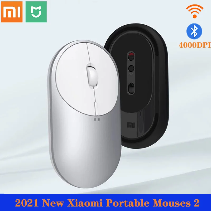 Xiaomi-mi Mouse Óptico Portátil sem Fio Bluetooth 4.2 rf 2.4ghz 4000dpi Modo Duplo Ajustável para Laptop pc - Imagem 3