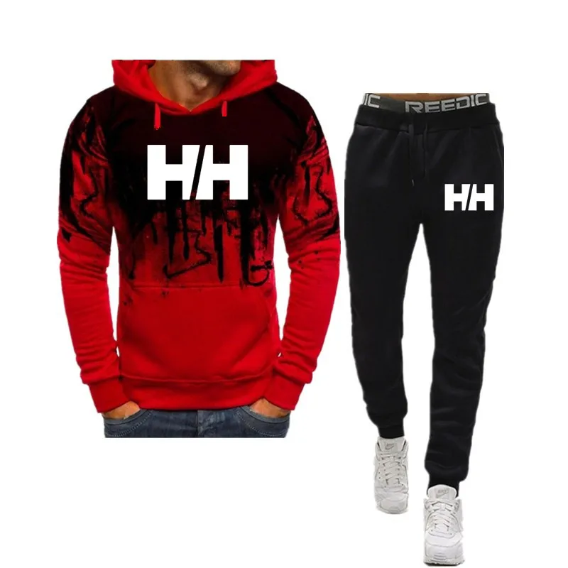 

Casual Tracksuit Men 2 Pieces Sets Hooded Sweatshirts Spring Men's Clothes Pullover Hoodies Pants Suit Ropa Hombre Plus Size
