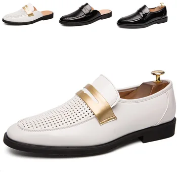 

Half Shoes for Men Mule Masculino Mens Leather Slippers Slip-on Mens Designer High Quality Flats Half Slipper Penny Loafer