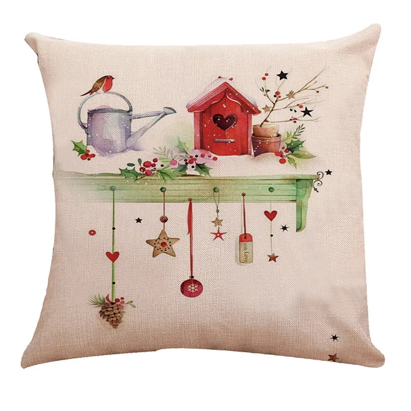 A8 1 шт., веселое Рождество, наволочка, наволочка, олень, снежинка, подушка, мягкая, льняная, для автомобиля, комнаты, дивана, наволочка, домашний декор, 45x45 см - Цвет: A8