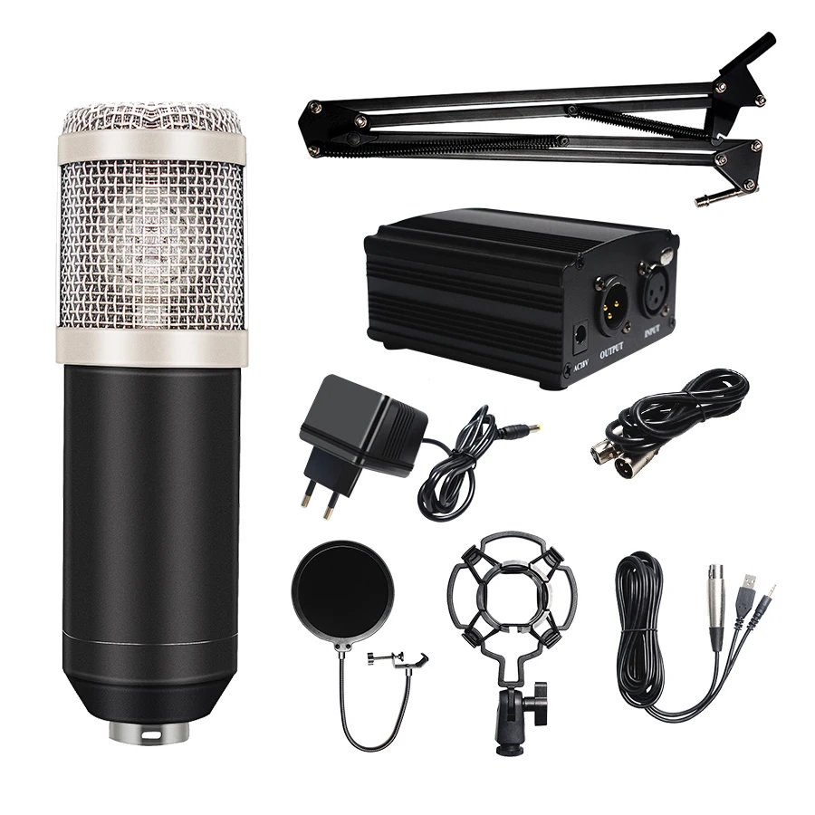 Condensador com Filtro Estúdio Microfone Phantom Potência Registro Vocal Ktv Karaoke bm 800 Microfono Youtuber Bm800 Pop &