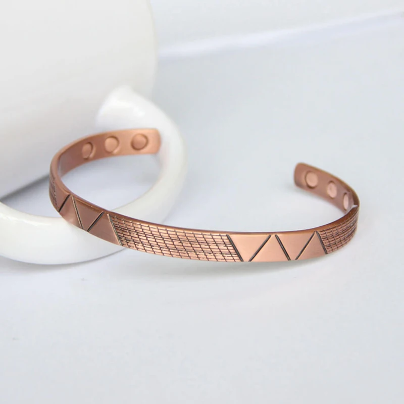 Women Magnetic Copper Bracelet Fashion Rose Gold Color Magnet Copper Bangle Bracelet Healing Jewelry for Woman Men Accessories