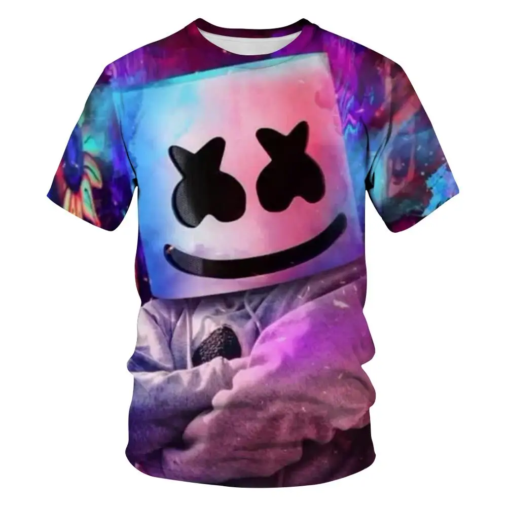 Новый тренд 3D декомпрессия футболка уменьшает звезды дизайн смешные DJ marshmallow
