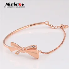 Серебряный Блестящий бант-браслет с 925 пробы омелой, прозрачный фианит