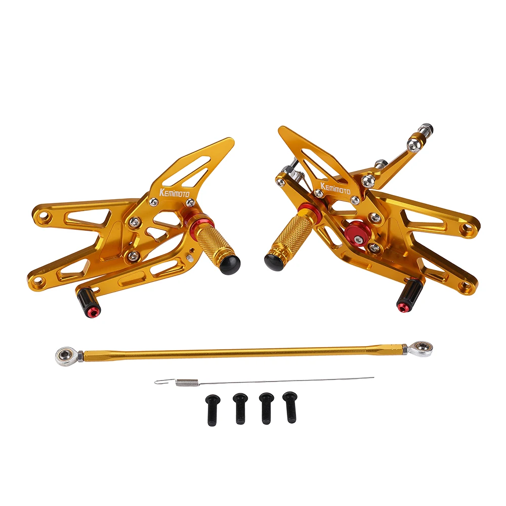 Золотой KEMiMOTO YZF R6 регулируемые Задние подножки для Yamaha YZF-R6 2003-2005, YZF R6S 2006-2009 мотоциклетные подножки cnc набор - Цвет: Золотой
